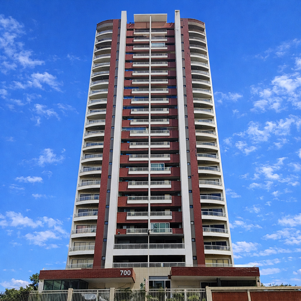 Edifício moderno com fachada simétrica